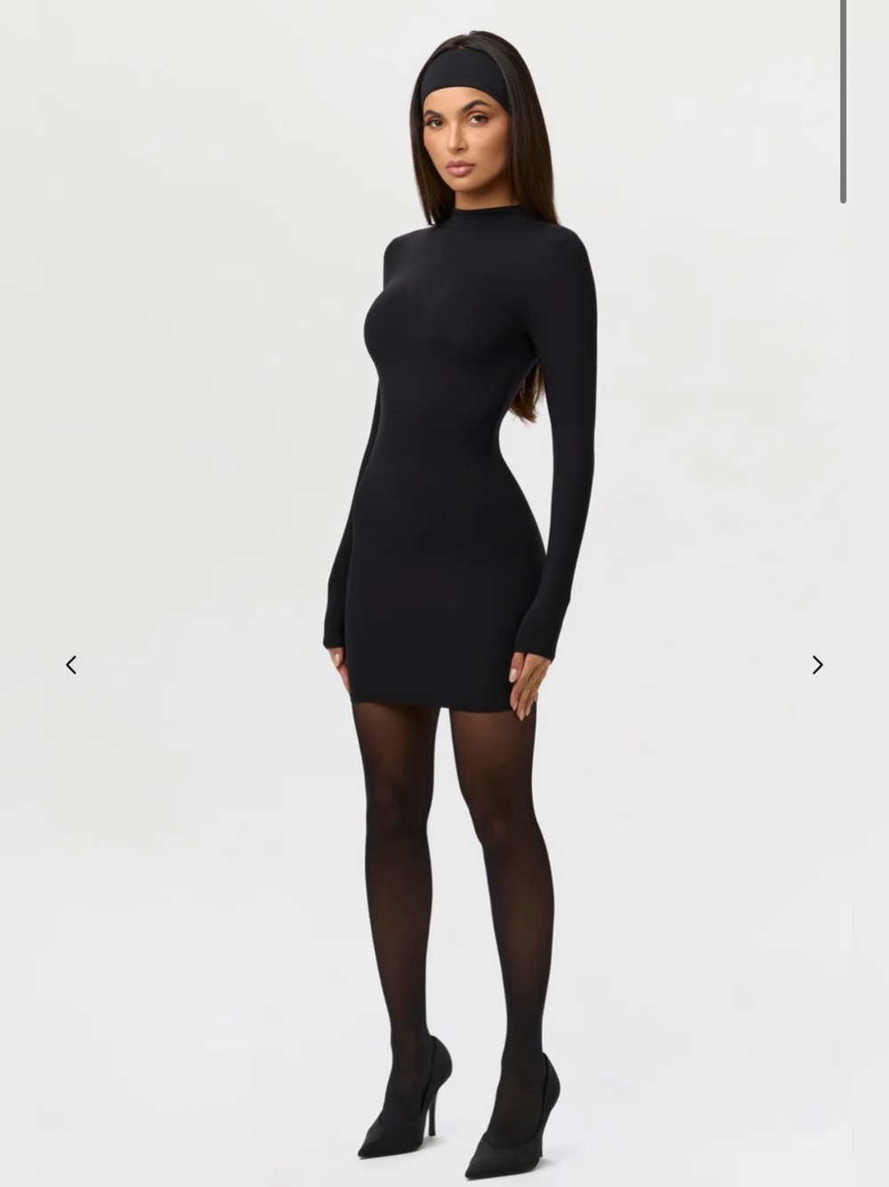Naked Wardrobe Naked Mock Neck Long Sleeve Mini Dress Black